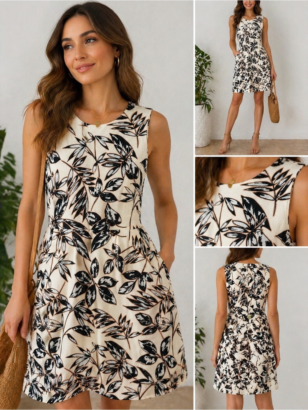 J. Crew Cream and Black Patterned Top